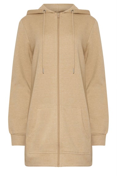 Long Tall Sally Natural Brown Cotton Longline Hoodie