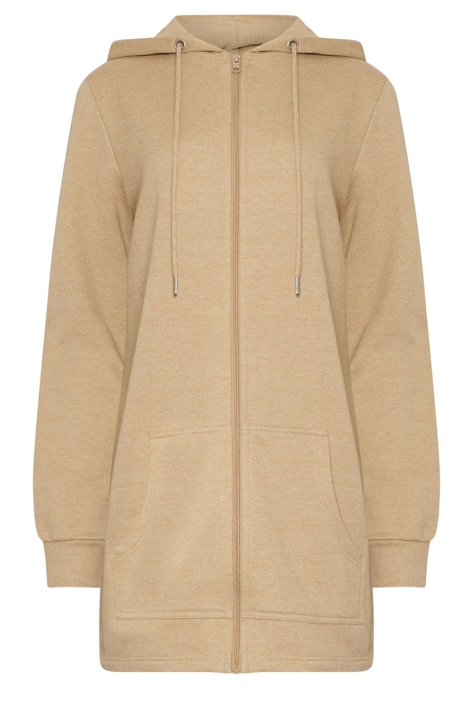 Long Tall Sally Natural Brown Cotton Longline Hoodie