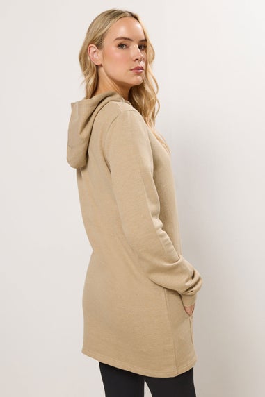 Long Tall Sally Natural Brown Cotton Longline Hoodie