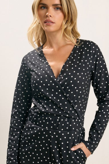 PixieGirl Petite Black Spot Wide Leg Jumpsuit