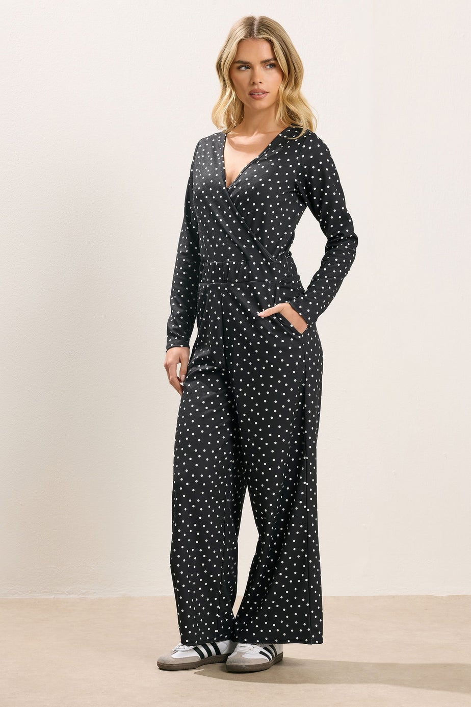 PixieGirl Petite Black Spot Wide Leg Jumpsuit