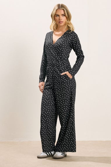 PixieGirl Petite Black Spot Wide Leg Jumpsuit