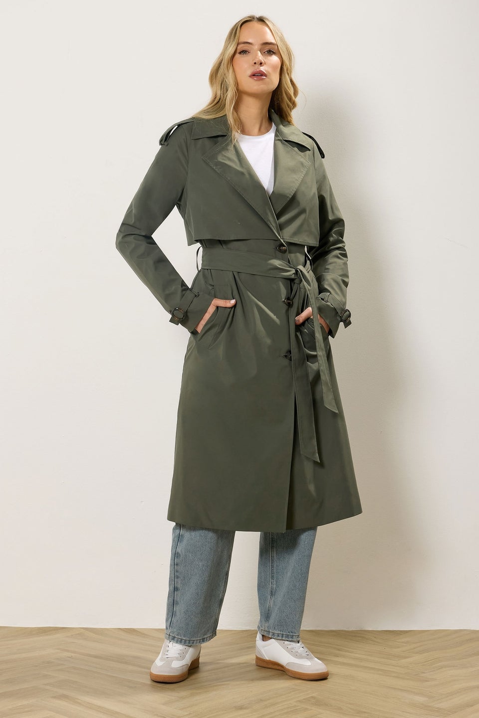 Long Tall Sally Khaki Green Trench Coat
