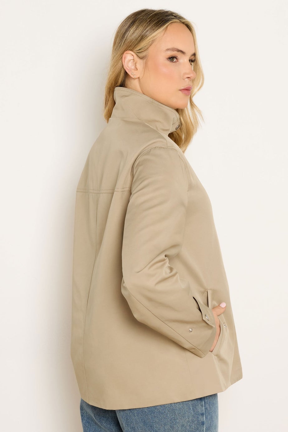 Long Tall Sally Natural Brown Funnel Neck Jacket