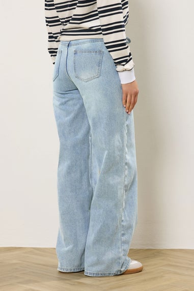 Long Tall Sally Light Blue Wash Tie Waist Jeans