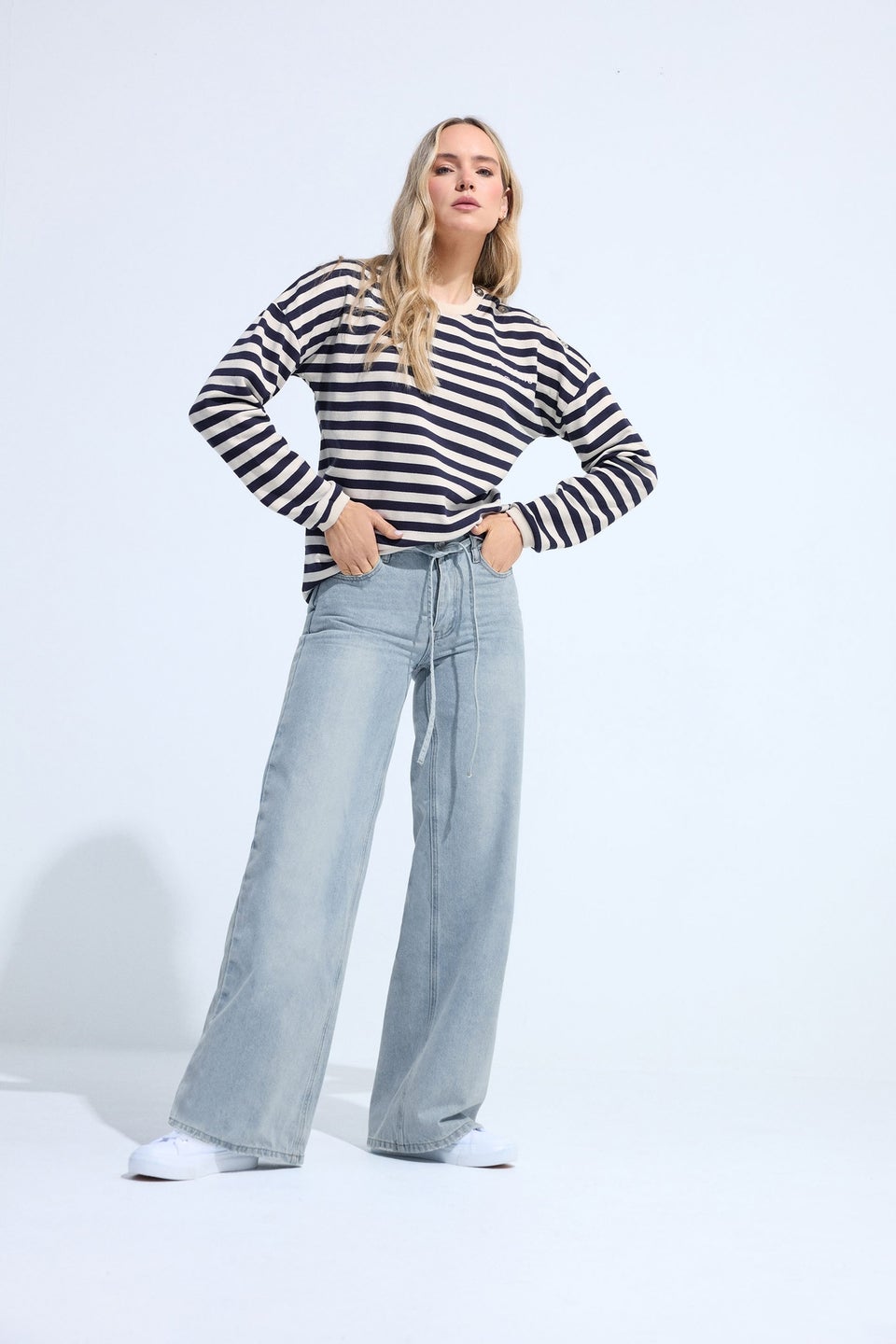 Long Tall Sally Light Blue Wash Tie Waist Jeans