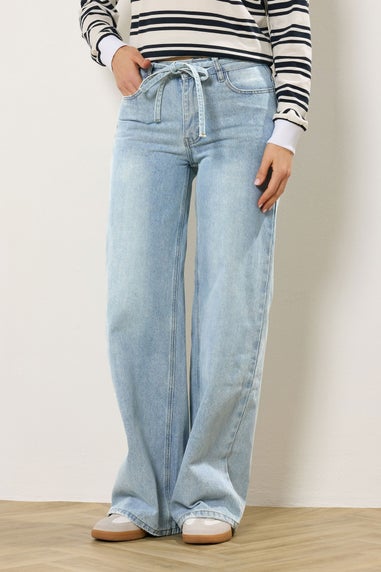 Long Tall Sally Light Blue Wash Tie Waist Jeans