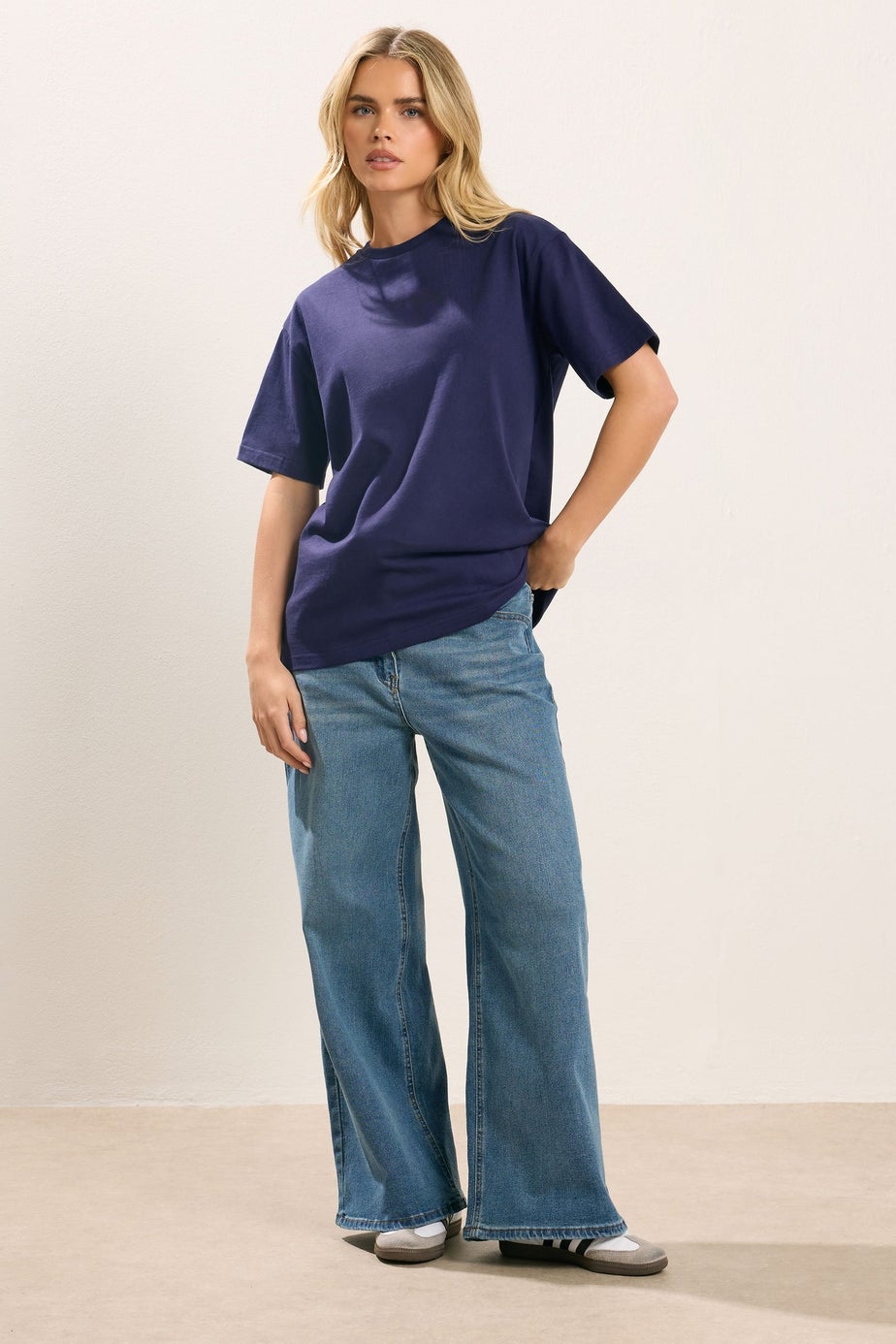 PixieGirl Petite 2 Pack Chocolate Brown & Navy Blue Oversized T-Shirts