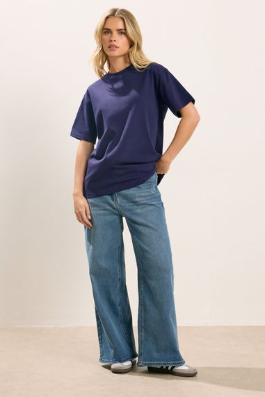 PixieGirl Petite 2 Pack Chocolate Brown & Navy Blue Oversized T-Shirts