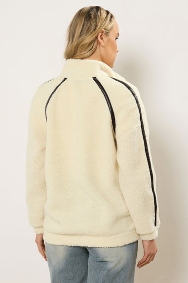 Long Tall Sally Ivory White Tape Detail Fleece Jacket