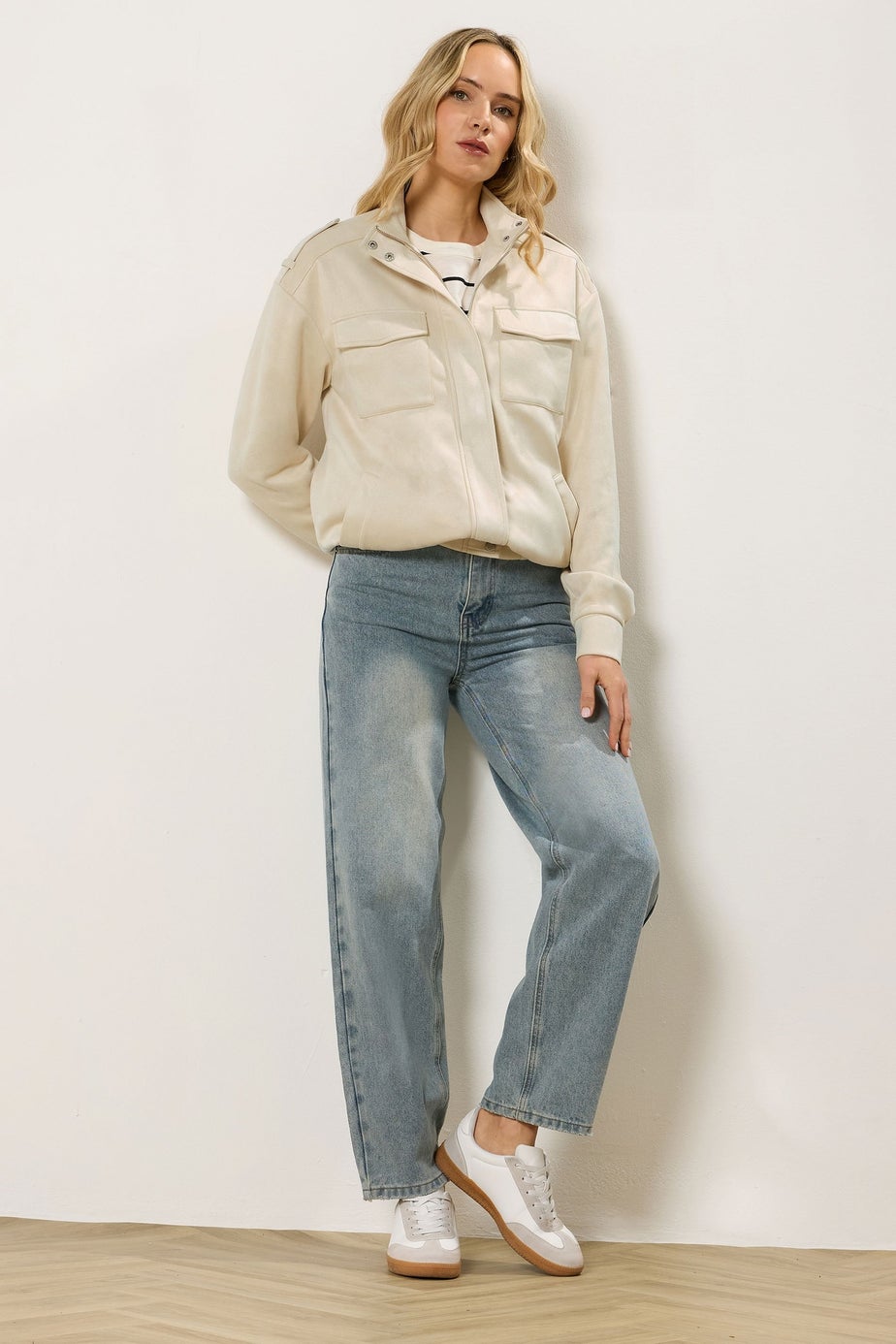 Long Tall Sally Cream Faux Suede Jacket