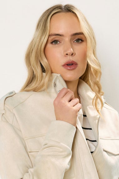 Long Tall Sally Cream Faux Suede Jacket