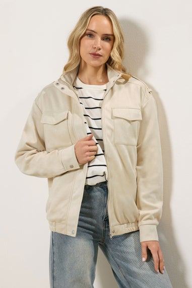 Long Tall Sally Cream Faux Suede Jacket