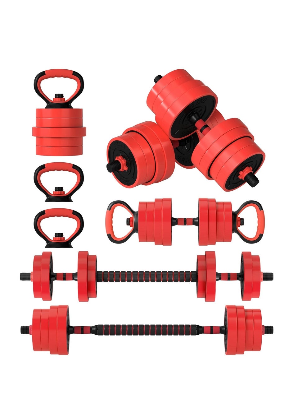 SPORTNOW Weight Dumbbells Set, Barbell, Kettlebell, Push Up Stand, 30kg