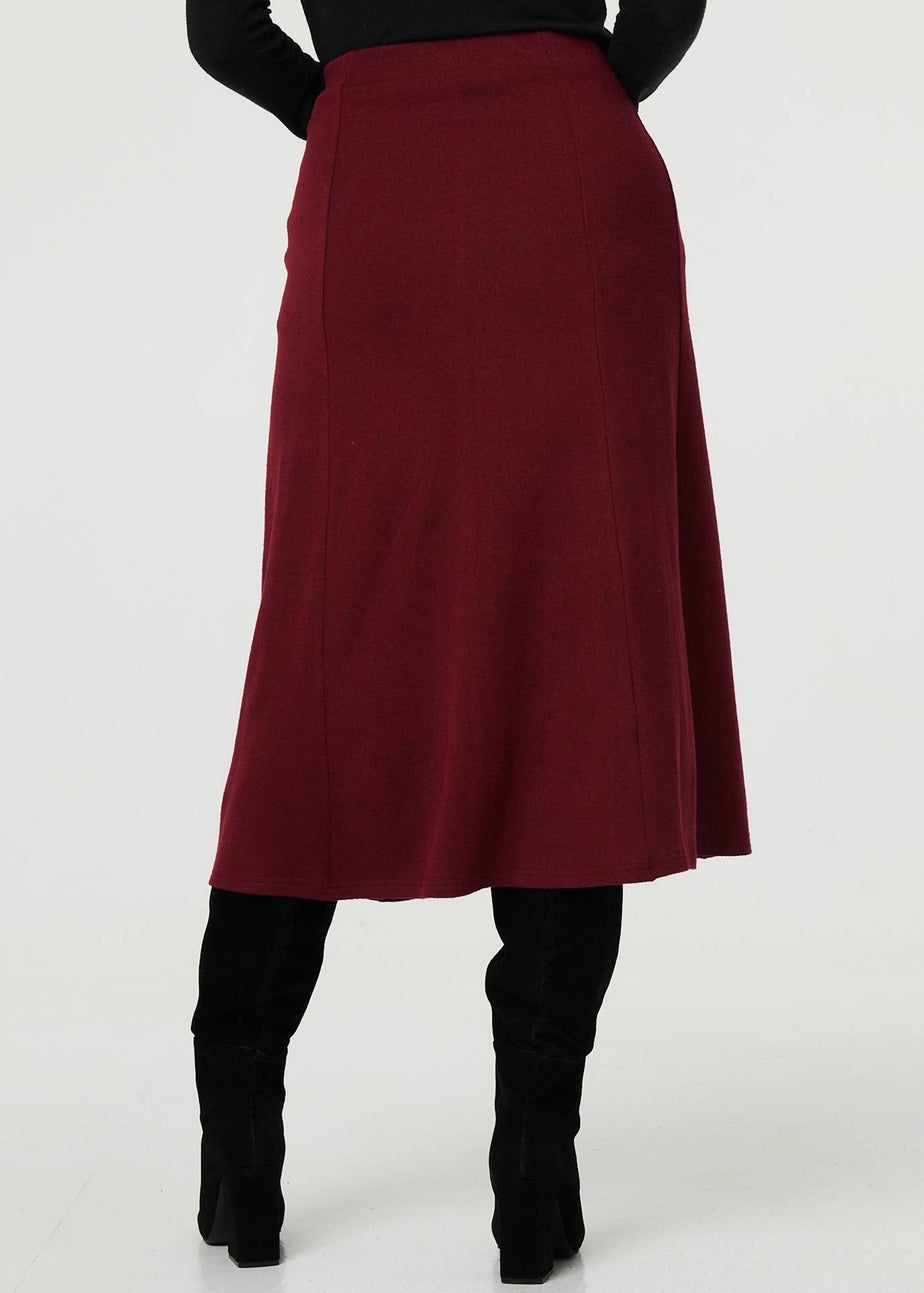 Izabel London Red Buttoned High Waist A-Line Midi Skirt