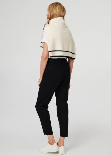 Izabel London Black High Waist Slim Fit Cropped Jeans