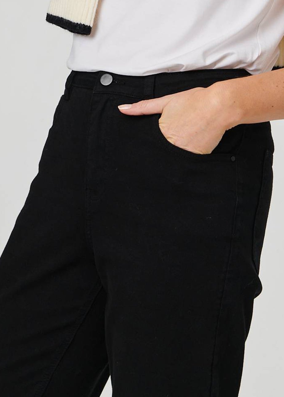 Izabel London Black High Waist Slim Fit Cropped Jeans