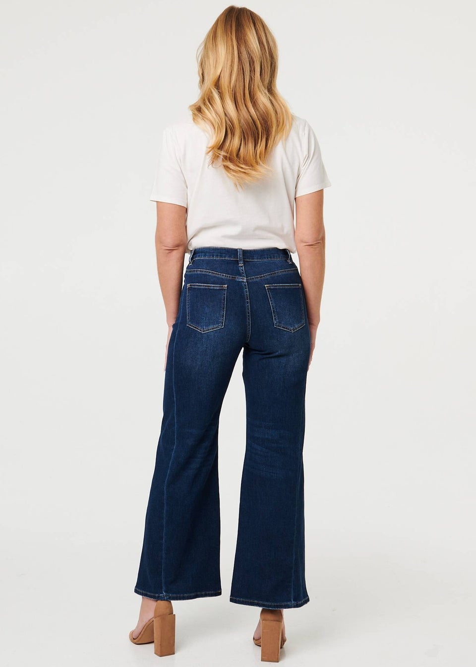 Izabel London Blue High Waist Slim Fit Flared Jeans