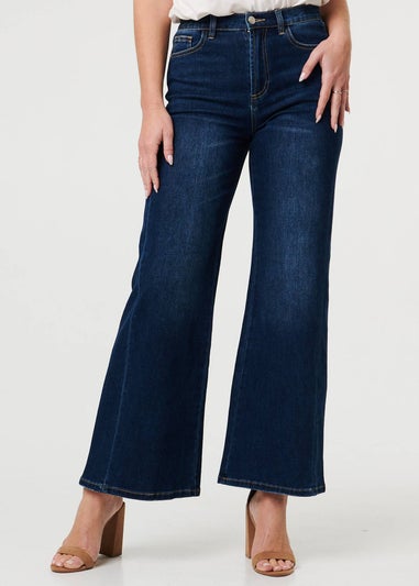 Izabel London Blue High Waist Slim Fit Flared Jeans