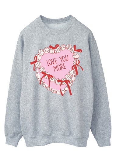 Brands In Valentine's Day Cake Love You More Grey Graphic Sweatshirt