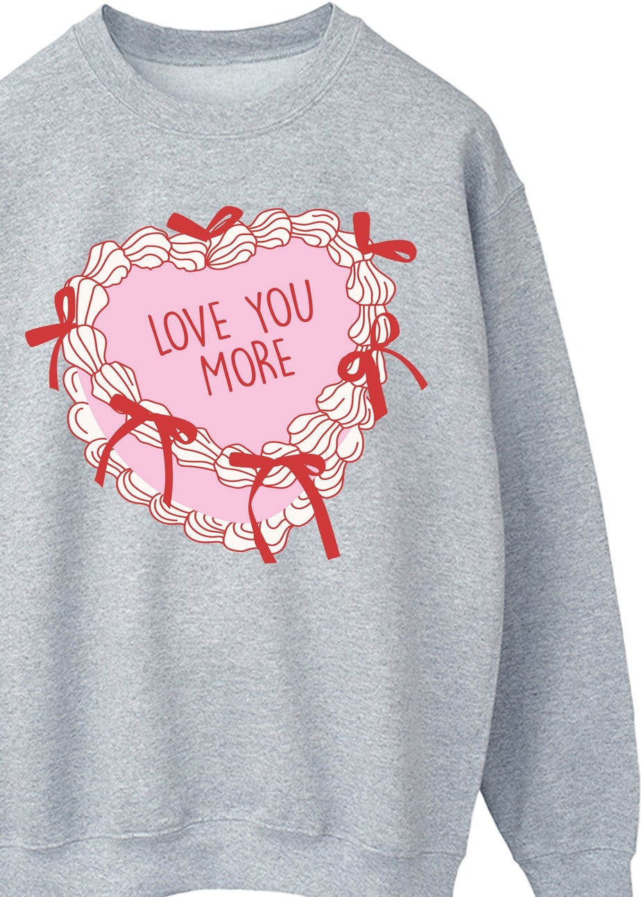 Brands In Valentine's Day Cake Love You More Grey Graphic Sweatshirt