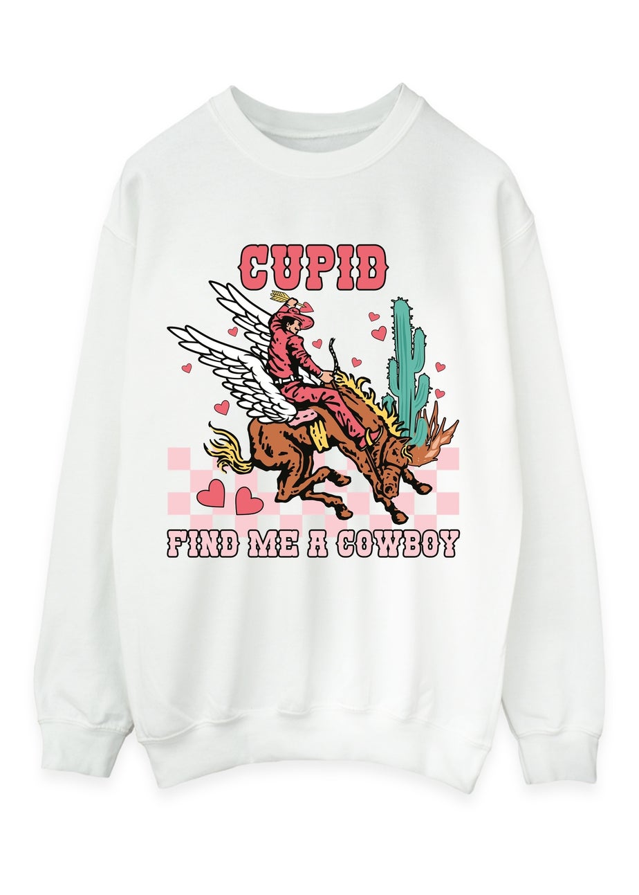 Brands In Valentine's Day Cowboy White Graphic Sweatshirt
