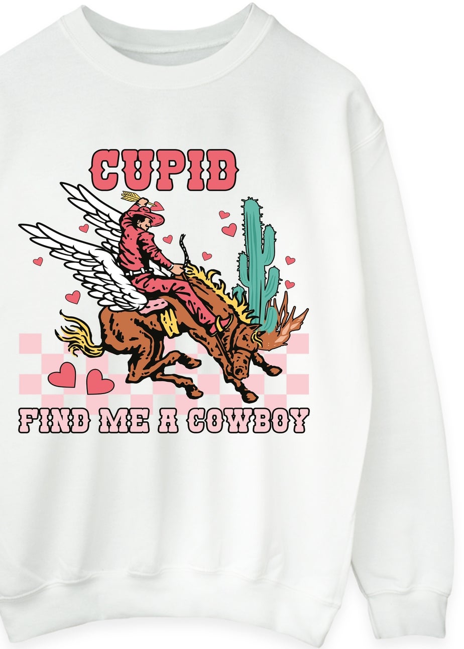 Brands In Valentine's Day Cowboy White Graphic Sweatshirt