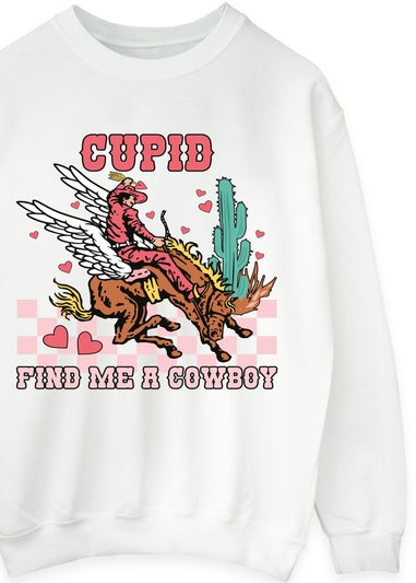 Brands In Valentine's Day Cowboy White Graphic Sweatshirt