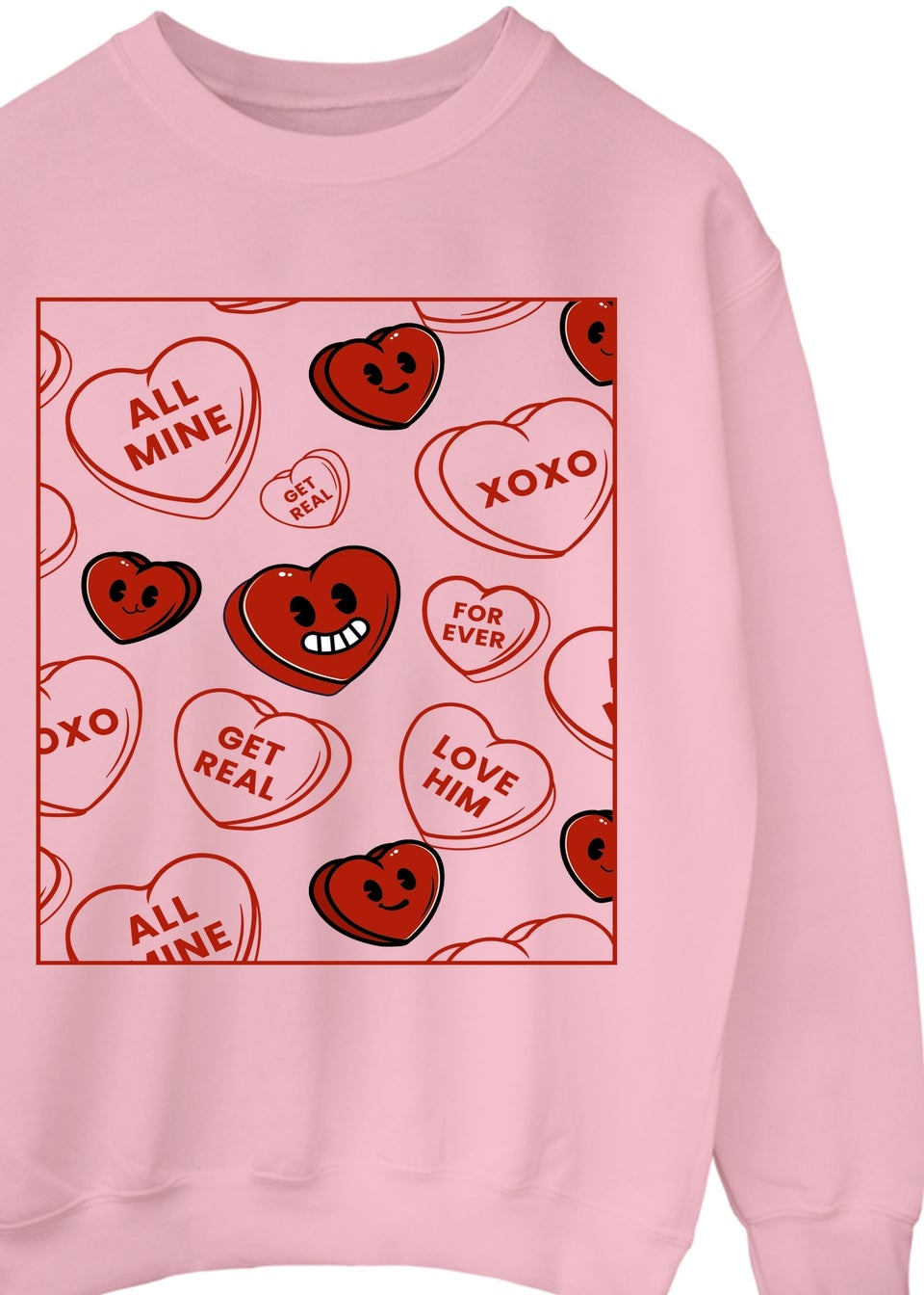 Spiral Galaxy Valentine's Day Hearts Doodle Pink Graphic Sweatshirt