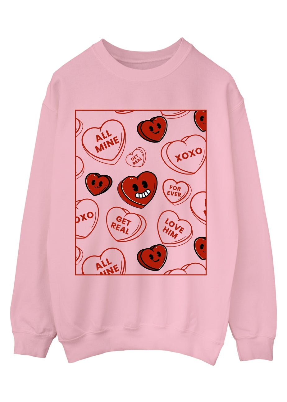 Brands In Valentine's Day Hearts Doodle Pink Graphic Sweatshirt