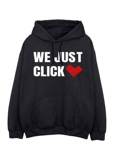 Brands In Valentine's Day We Just Click Black Graphic Hoodie