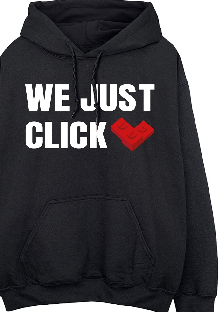 Brands In Valentine's Day We Just Click Black Graphic Hoodie