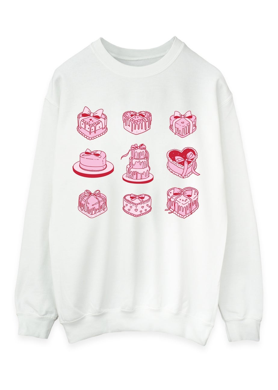 Brands In Valentine's Day Cake White Graphic Sweatshirt