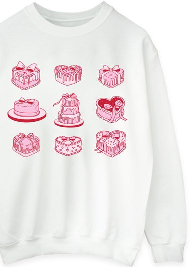 Brands In Valentine's Day Cake White Graphic Sweatshirt