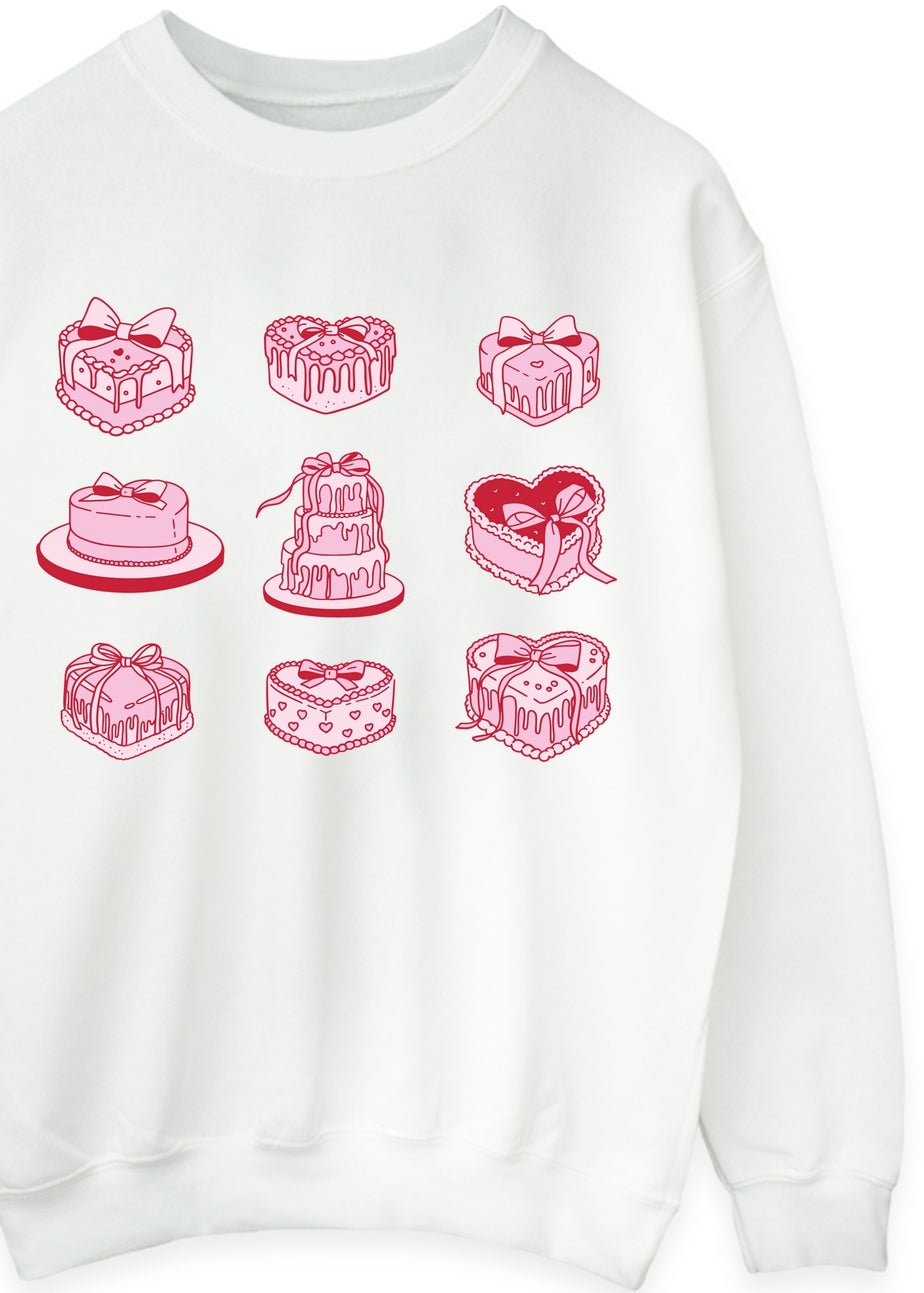 Brands In Valentine's Day Cake White Graphic Sweatshirt
