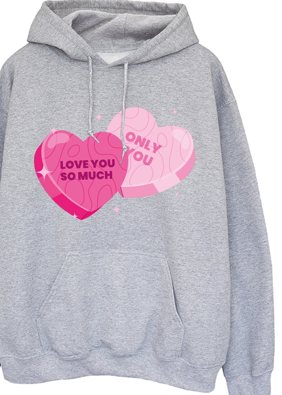 Brands In Valentine's Day Love You Hearts Grey Graphic Hoodie