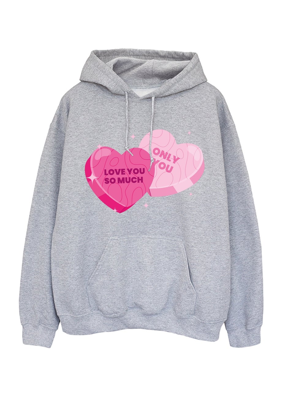 Brands In Valentine's Day Love You Hearts Grey Graphic Hoodie