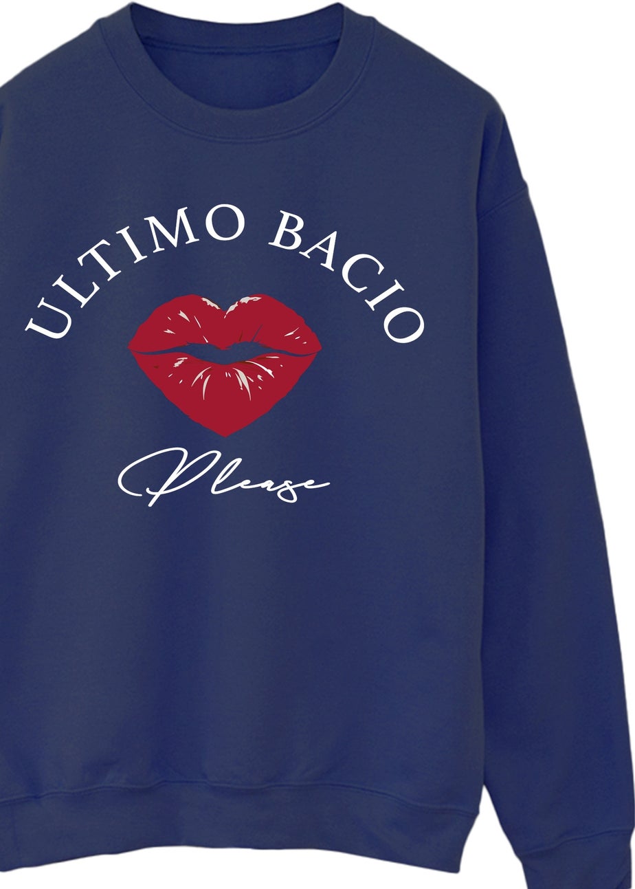 Brands In Valentine's Day Ultimo Bacio Navy Blue Graphic Sweatshirt