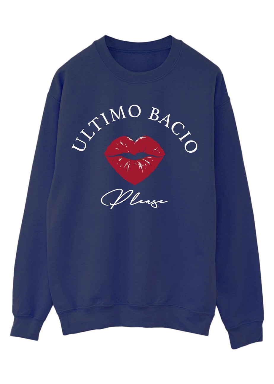 Brands In Valentine's Day Ultimo Bacio Navy Blue Graphic Sweatshirt