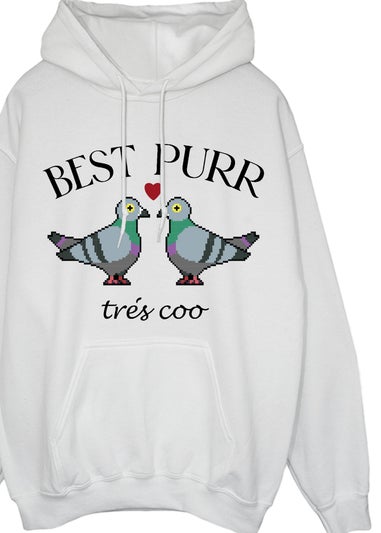Brands In Valentine's Day Pigeons Best Purr White Graphic Hoodie