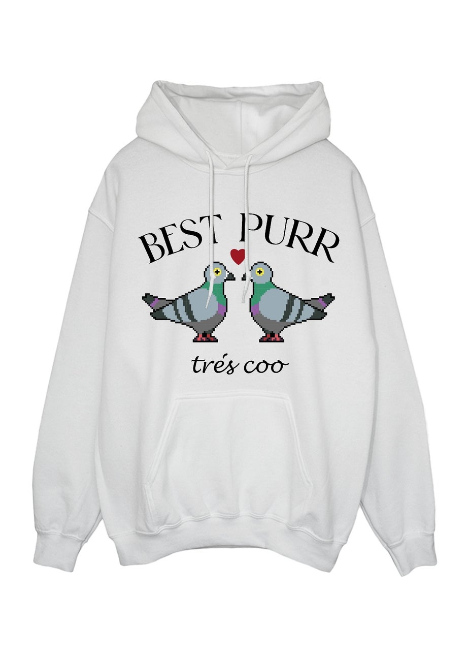Brands In Valentine's Day Pigeons Best Purr White Graphic Hoodie