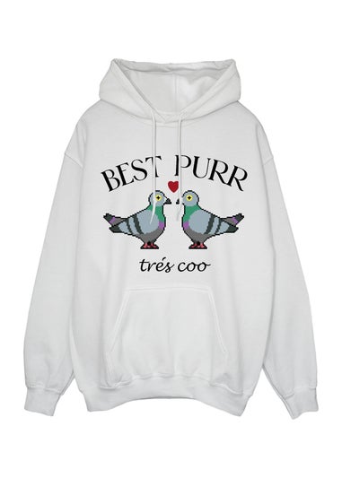Brands In Valentine's Day Pigeons Best Purr White Graphic Hoodie