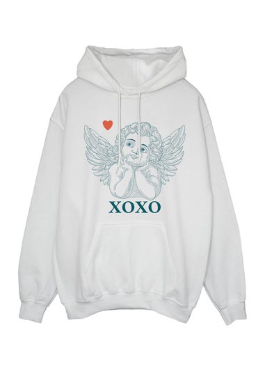 Brands In Valentine's Day Angel White Graphic Hoodie