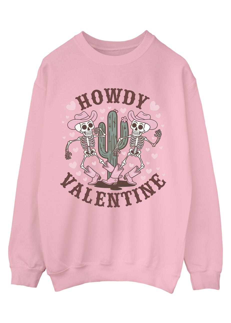 Brands In Valentine's Day Howdy Pink Graphic Sweatshirt