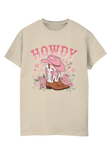 Brands In Valentine's Day Howdy Boots Sand Graphic Boyfriend Fit T-Shirt