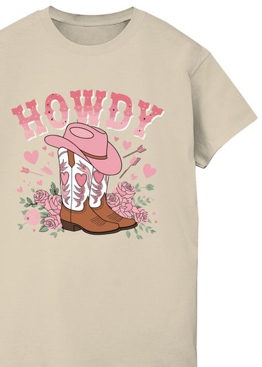 Brands In Valentine's Day Howdy Boots Sand Graphic Boyfriend Fit T-Shirt