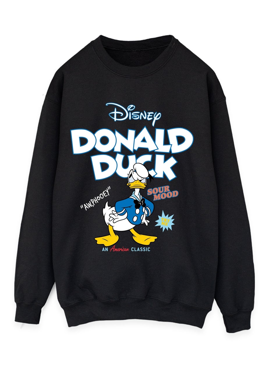 Spiral Galaxy Disney Donald Duck Icons Black Graphic Sweatshirt