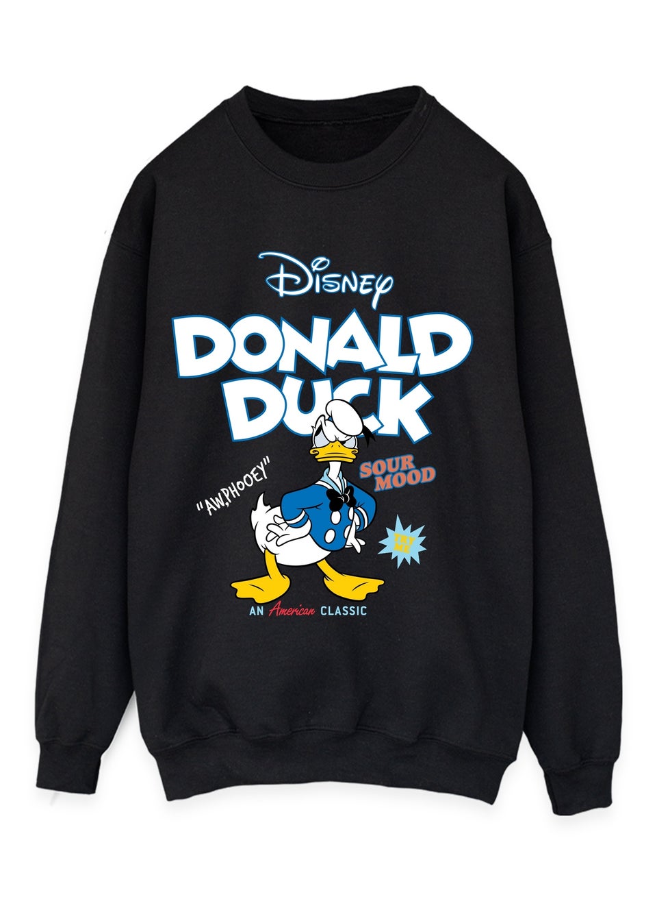 Spiral Galaxy Disney Donald Duck Icons Black Graphic Sweatshirt