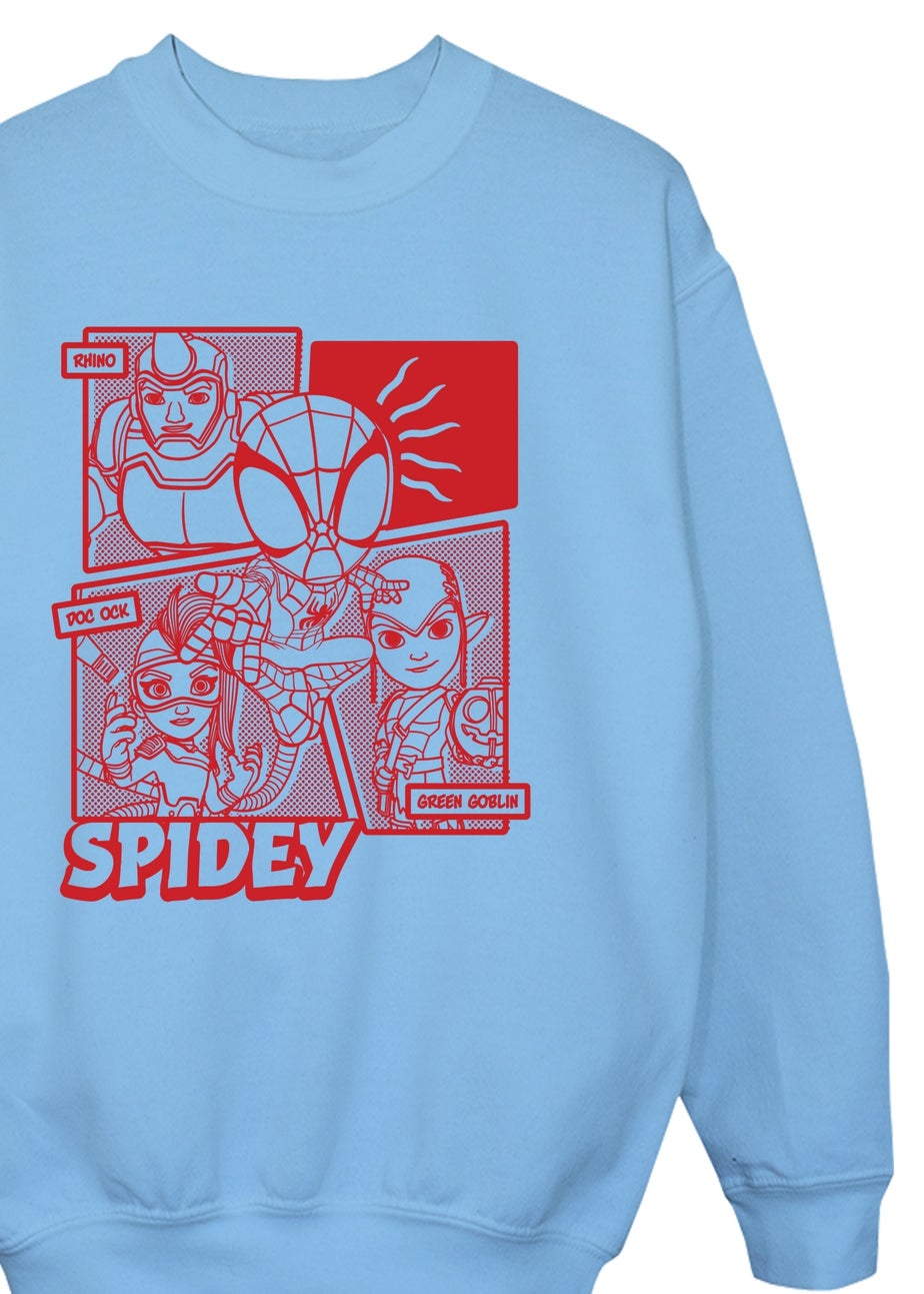 Ada & Ted Marvel Spider-Man Spidey Comic Boys Baby Blue Graphic Sweatshirt (3-13 Years)