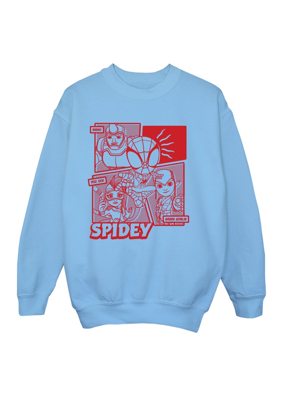 Ada & Ted Marvel Spider-Man Spidey Comic Boys Baby Blue Graphic Sweatshirt (3-13 Years)